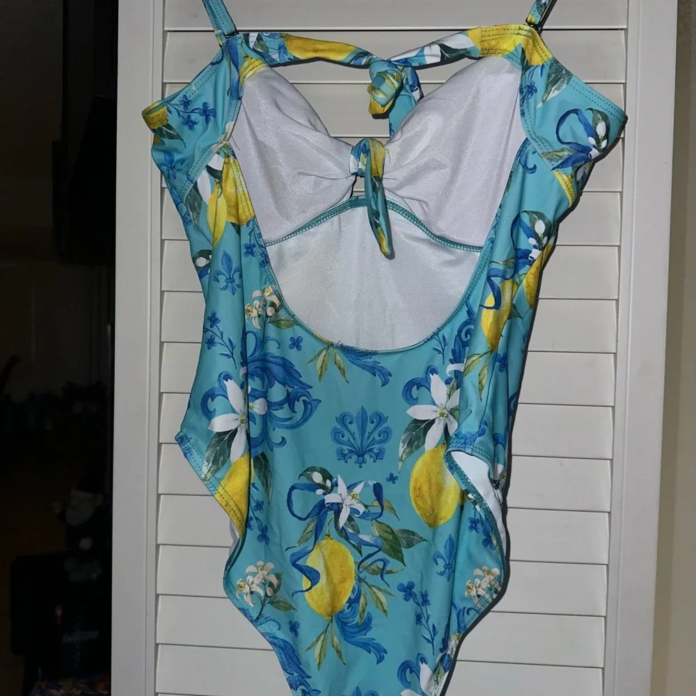 Floral Lemon Print One Piece Swimsuit